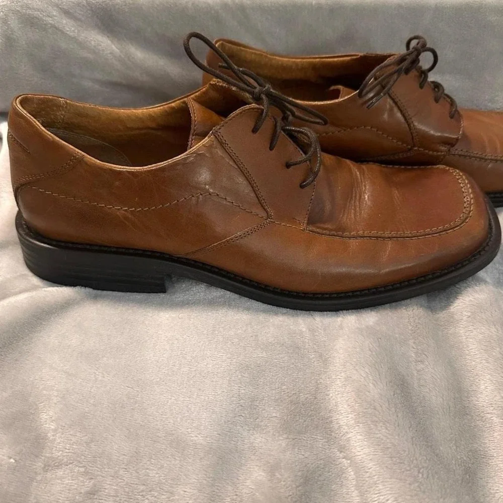 Bostonian Strada Men's Size 10D Brown Italian Leather Oxford Lace-Up Dress Shoes